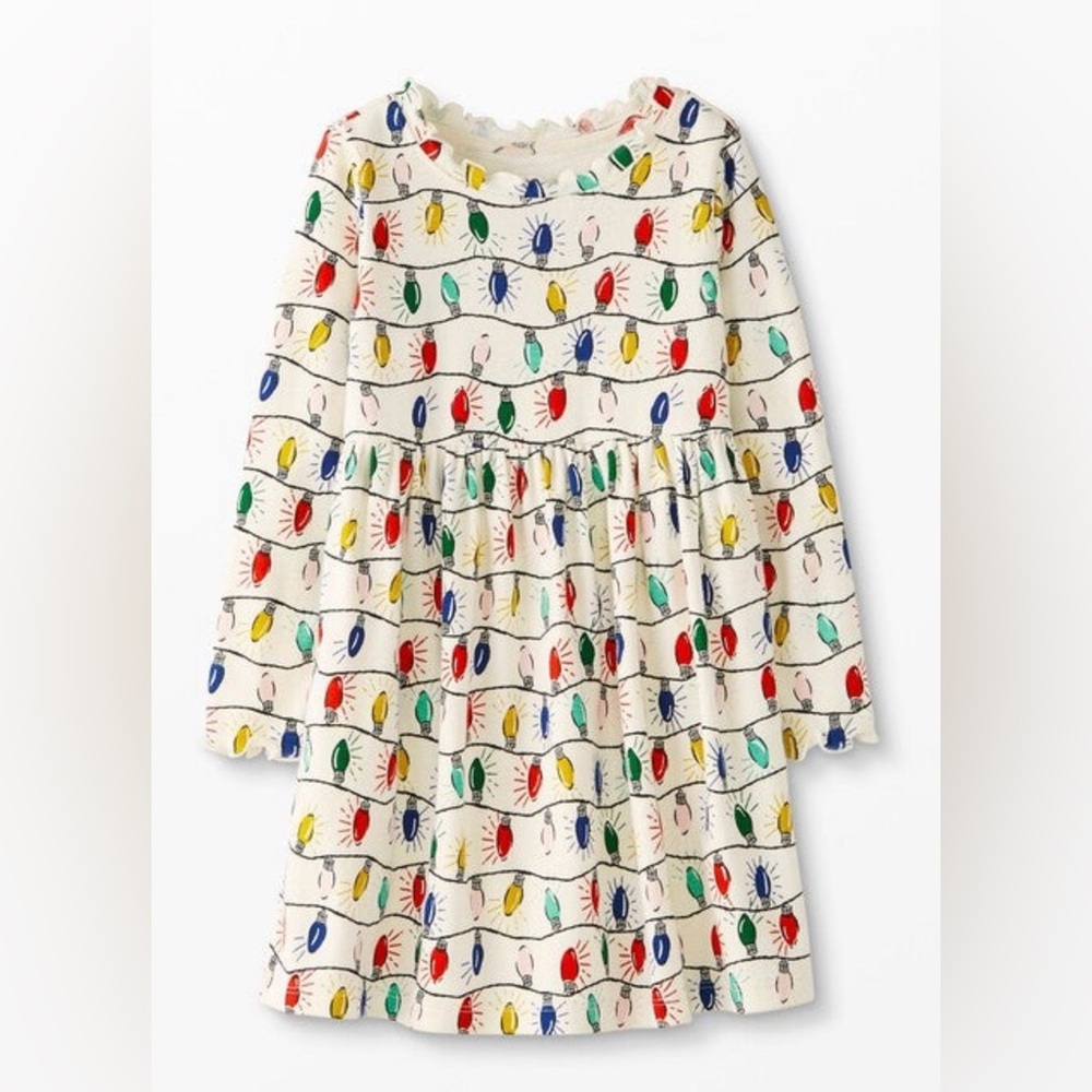 Hanna Andersson Dress - Colorful Holiday Light print - NEW